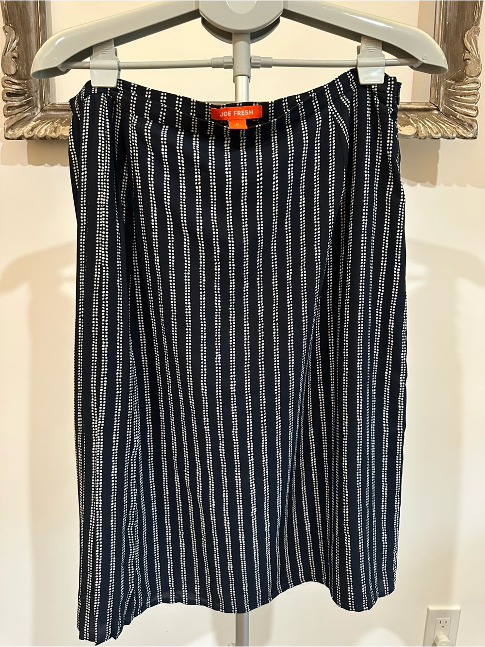 Joe Fresh Navy and White Striped Midi Skirt